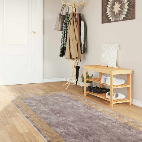 vidaXL Rug Runner MARSA Grey 100 x 300 cm Polyester and PVC