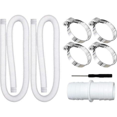 Tuyau de piscine 32 mm en polyéthylène blanc de 1.5 m avec clips et connecteurs, pompes de piscine et systèmes d'irrigation de jardin, démarreur à tirer, démarreur, ensemble de cache-bobine (1/4)