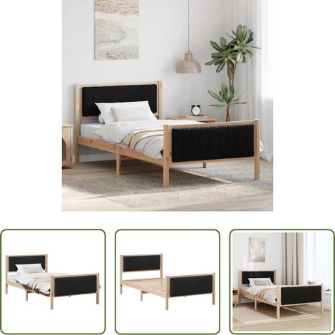 Plattformbett - Bettgestell Braun und Schwarz 100 x 200 cm Massivholz Kiefer (1/5)