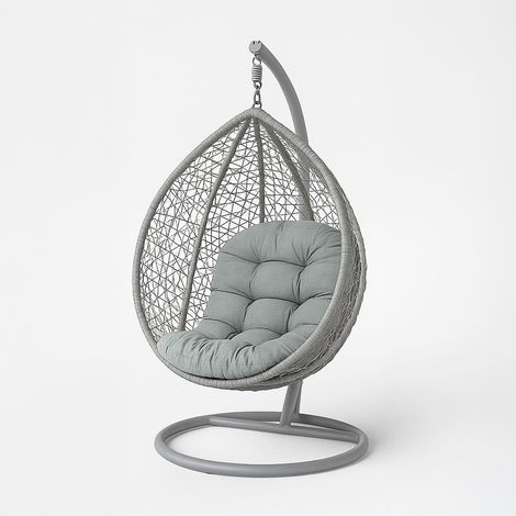 HOMESCAPES Coussin pour Fauteuil Suspendu extérieur, Coussin de Rechange pour Fauteuil oeuf – Usage intérieur et extérieur - Gris