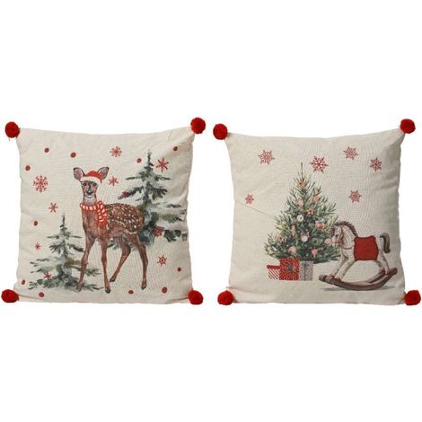 Kitchen Goods Cuscino Bianco Natalizio 45x45x8 cm