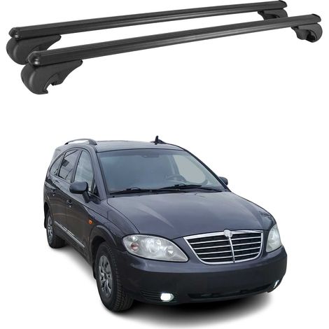 OMAC Aluminium Dachträger Querträger für Ssangyong Rodius I 2004-2012 – TÜV / DIN 75302:2019 – Abschließbar – Max. 75 kg – 2 Stangen Schwarz (1/5)