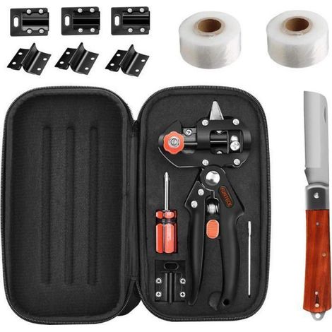 Kit de greffage 2 en 1, sécateur, greffe en V et greffe en U, idéal pour la greffe d'arbres fruitiers, comprenant des rubans (1/5)