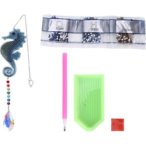 Einzigartiger Seepferdchen-Anhänger mit Strasssteinen, DIY-Dekorationsornament, Fensterdekoration für Zuhause (1/5)