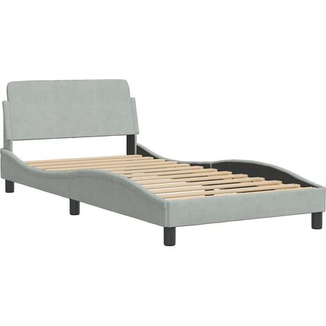 Cadre de lit Dover gris clair 100x190 cm velours vidaXL (1/5)