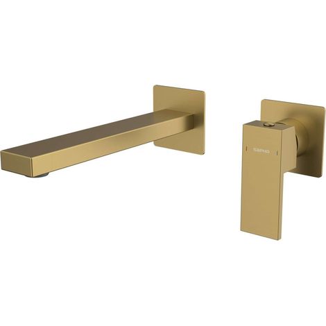 Sapho Cubemix - Miscelatore a incasso per lavabo, montaggio a 2 fori, con corpo incasso, color oro opaco CM008GB (1/3)