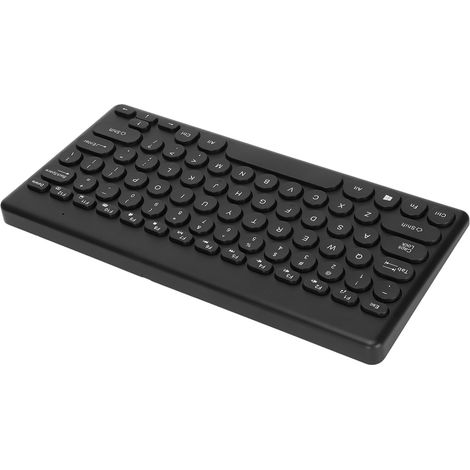 Clavier sans fil 2,4 GHz, 78 touches, design ergonomique, portable, fin, économe en énergie, touches rondes, USB, noir