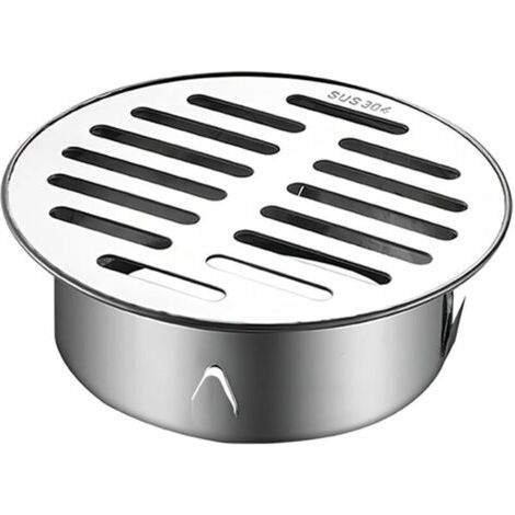 Drain de Plancher, Siphon de Sol Anti-Blocage de Balcon en Acier Inoxydable, Siphon de Sol pour Douche, Rond Anti-Blocage (110 Bouche Plate) (1/5)