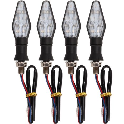 Indicatori di direzione a LED bicolore per motociclette, 4 pezzi, 12V, giallo, azzurro, universali