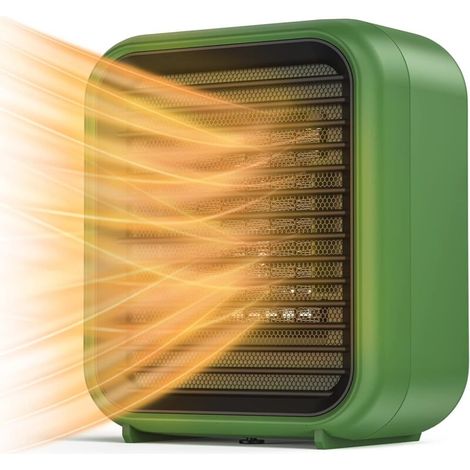 Mini Radiateur Céramique Victop 800W Radiateur electrique 2 Niveaux de Puissance mini radiateur soufflant électrique avec vent chaud protection contre la surchauffe et le renversement (Vert)
