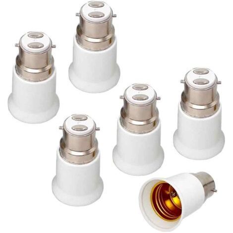 B22-auf-E27-Sockeladapter für LED-Lampen, 230 V Wechselstrom, zur Umwandlung von B22-Fassungen in E27-Fassungen, Schraub- und Bajonettfassung, 6er-Packung - Sockeladapter (1/5)