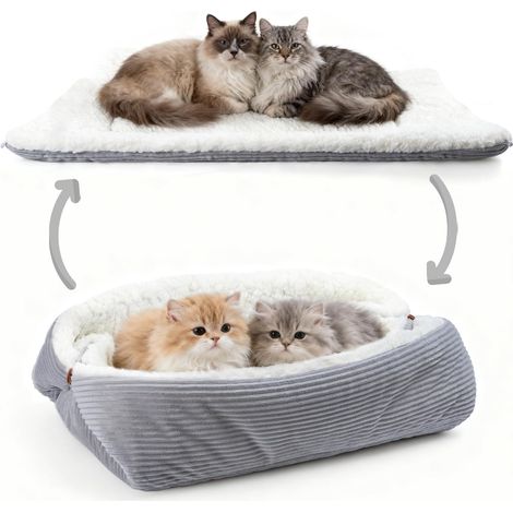 1 - Lit Pour Chat - Tapis Pour Chien - Réversible Et Auto-Chauffant - Pour Animaux D&39intérieur Jusqu&39à 10 Kg - Gris - 75x50 Cm (1/5)
