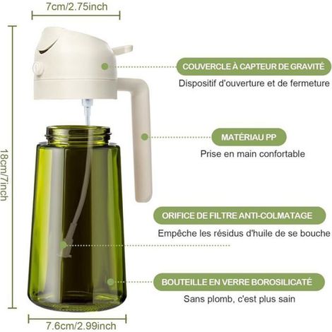 Pulvérisateur huile470ml anti-lumière2en1 bnc qualité alimentaire (1/5)