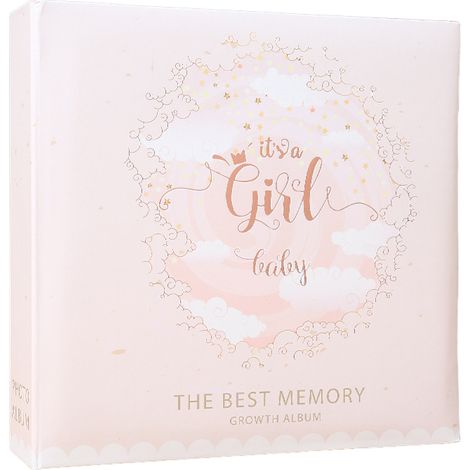 Album photo 10x15 cm (4x6 pouces) pour 200 photos avec espace pour écrire, couverture avec fenêtre transparente, idéal pour les mariages, la famille, les cadeaux de naissance, rose - thème fille (1/5)