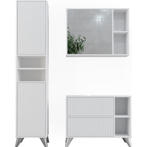 Badmöbel-Set Leano, Weiß, 80 cm, Set 3, Vicco
