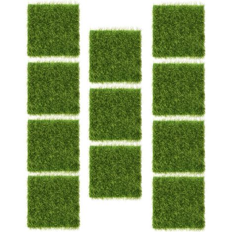 Lot de 10 décorations miniatures en plastique pour jardin et maison, imitation gazon, 7,5 x 7,5 cm (1/5)