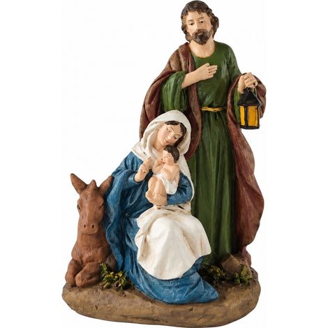 Crèche en résine, décoration de Noël de style européen pour la maison, le bureau ou la fenêtre F25174 (1/5)
