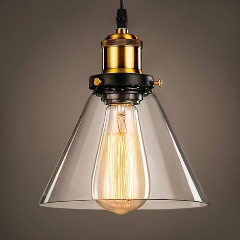 Ineasicer Vintage Edison Industrie-Pendelleuchte, Glasschirm, Deckenleuchte, E27 Edison-Glühbirne für Küche, Esszimmer, Wohnzimmer, Kinderzimmer, Restaurant (1/4)