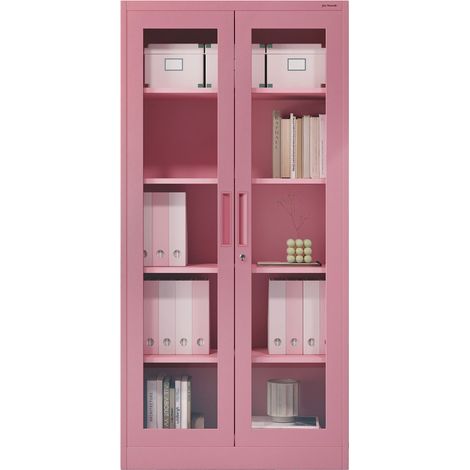 Armoire vitrée AMELIA, 900 x 1850 x 400 mm, Fresh Style: rose poudré