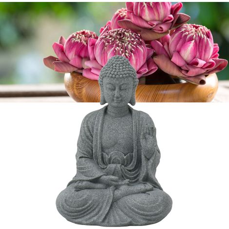 Estatua de Buda hecha de arenisca verde, figura sedente, adorno, decoración para sala de estar, jardín, modelo 7135K-02 (1/5)