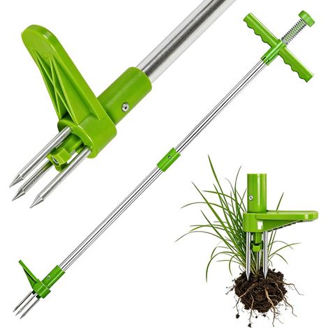 Désherbeur Manuel Longueur 100cm, Tuyau en Aluminium Renforcé, Outil pour Désherber Les Mauvaises Herbes et Arrache Pissenlit, Outillage de Jardin Efficace (1/5)