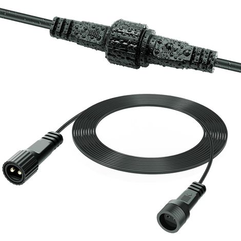 Câble de Rallonge 10M 2 Pôles Connecteur pour Lumières de Noël, IP65 Étanches Prolongateur Electrique avec Connecteur pour Guirlande Lumineuses G40, Lumières de Noël, Glaçons, Filet Extérieur (1/5)