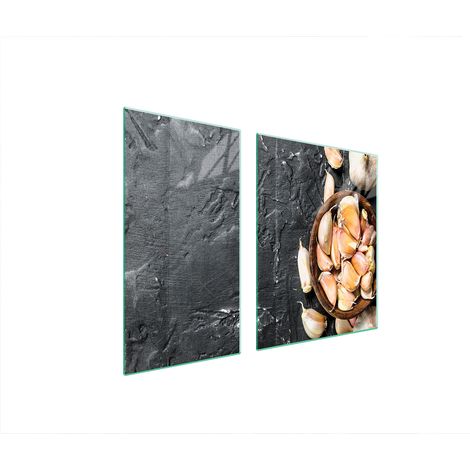 GLASSCHUTZPLATTE FÜR HERD 90x52 KNOBLAUCH (1/5)