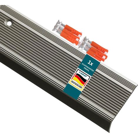 Karat – Profilé d'escalier en aluminium en L 90 cm – Pré-percé – 35 x 30 mm – Finition champagne – Fixation rapide incluse (1/5)