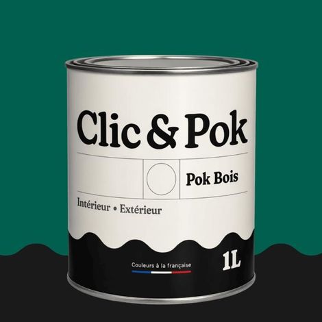 Peinture Bois Extérieur – POK BOIS - 1L - RAL 6026 - Vert opale- Résistante aux intempéries - Ne s'écaille pas
