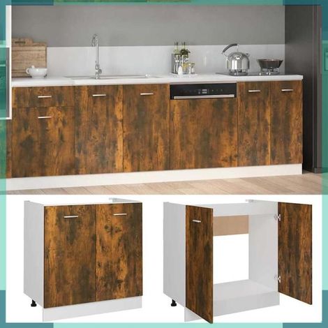 815564 Meuble sous évier 'Lyon' Chêne fumé 80 x 46 x 81,5 cm Bois d'ingénierie (1/5)