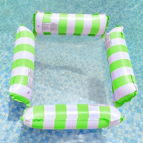 Lit flottant gonflable en PVC avec dossier pliable, drainage flottant et motif rayé – hamac simple