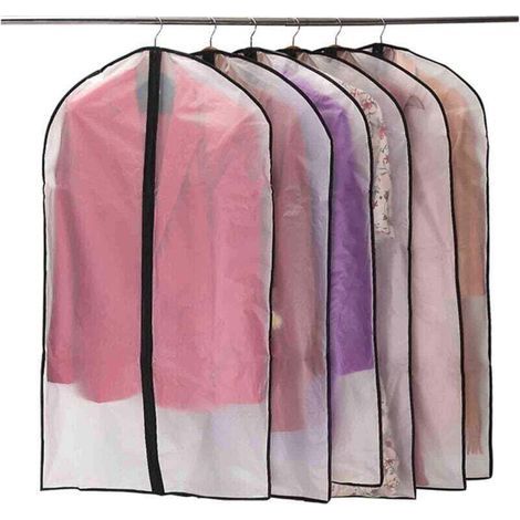Housses de Vêtements, XU, Anti Poussière Etanche Mite Humidité,Housses de Protection Zip Semi Transparentes pour Chemise Costumes/Manteaux, 10pcs 60 100cm (Noir) - KZQ (1/4)