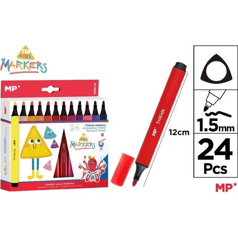 Marcadores escolares triangulares de 24 colores
