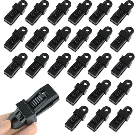 CSPARKV 24 piezas Clip para lona de tienda de campaña, Clip ajustable para lona de tienda de campaña, Abrazadera para lona, Toldo, Lona, Camping al aire libre, Toldo de caravana (1/5)