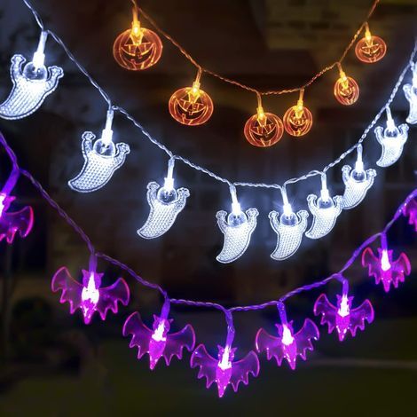 Lot de 3 Halloween Guirlande Lumineuse - poteau lumineux-3M 20 LED Guirlande Lumineuse à Piles pour Deco Halloween Interieur Exterieur (1/5)