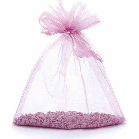 Sacchetto in organza rosa confetto con coulisse di chiusura in raso è una soluzione pratica e veloce, set da 50 pezzi, cm 12x16H (al tirante11,5)