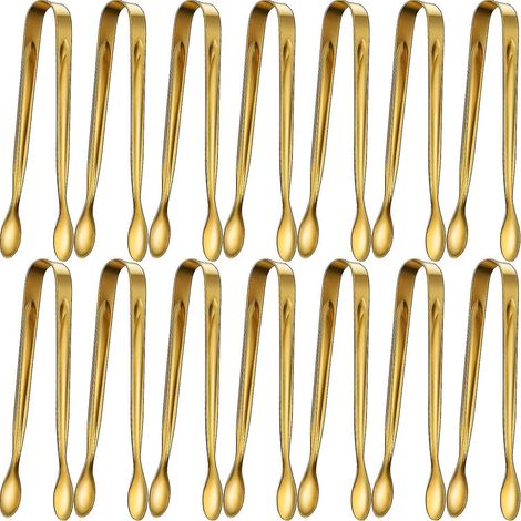 12 pinces à sucre, pinces à glaçons, mini pinces de service, en acier inoxydable (doré, 10 cm) (1/5)