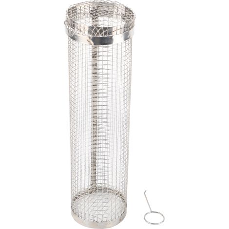 Panier à griller roulant cylindrique en acier inoxydable de 30 cm pour la cuisson au barbecue de légumes, poissons et viandes. (1/5)