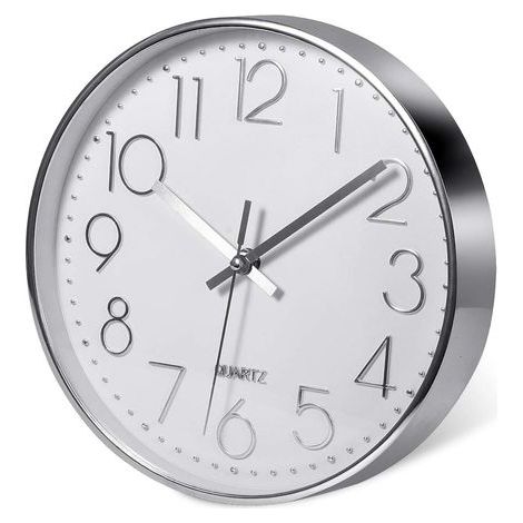 (20cm/12'', Silver)Premium Silver Wall Clock, Wall Decor, Modern Silent Wall Clock for Kitchen Home Office