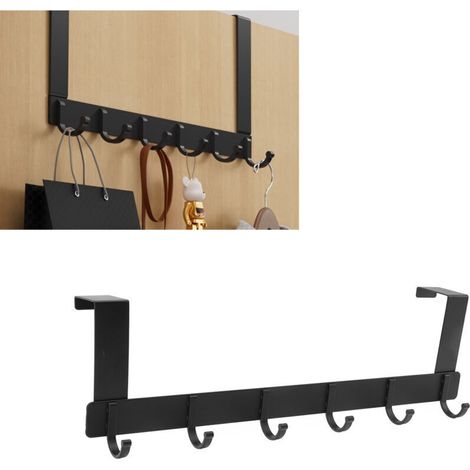Crochets portables en alliage d'aluminium, crochets porte-manteaux portables robustes et durables, crochets de salle de bain renforcés (noirs) (1/5)