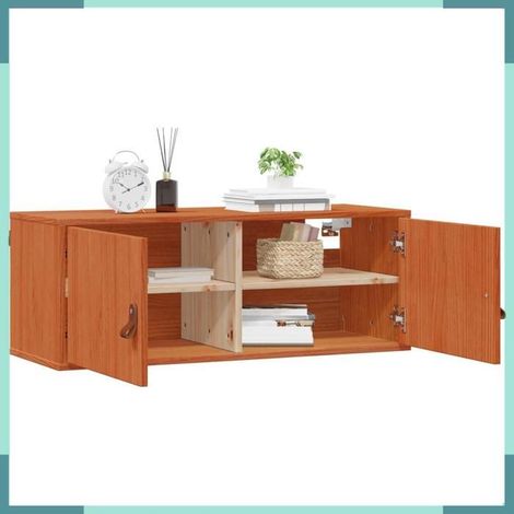 869948 Meuble mural Cire marron 80 x 30 x 30 cm Bois de pin massif (1/5)