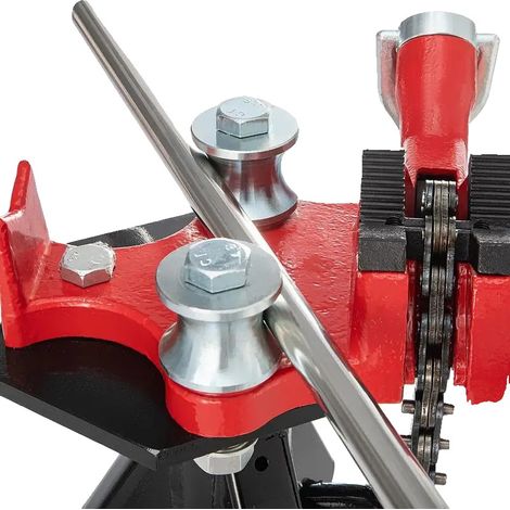 Treppiede con morsetto, altezza regolabile, design portatile, rosso (1/2)
