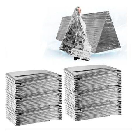 (Argent, Paquet de 10)Couvertures Thermiques d'urgence en Mylar, conçues pour la NASA, l'extérieur, la Survie, Les Premiers Secours (1/5)
