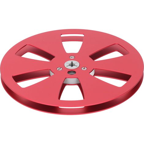 Bobine de bande vide 1/4" (7 pouces) en alliage d'aluminium, bobine réceptrice universelle ouverte pour magnétophone ReVox Studer (rouge). (1/5)