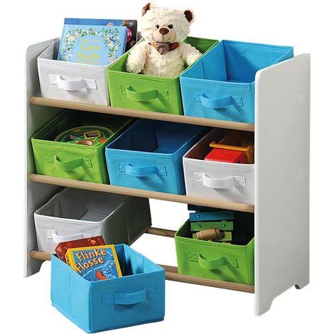 Spielzeug-Organizer mit Textilschubladen, Kinderzimmer Bücherregal in attraktiven Farben - Kesper