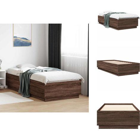 Cadre de lit sans matelas chêne marron 100x200 cm - Cadre De Lit - Lit Double - Lit Moderne - Lit En Bois - Sommier (1/5)