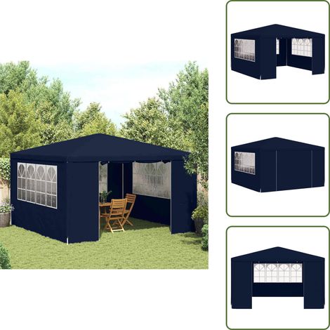 Tente de réception avec parois latérales 4x4 m Bleu 90 g/m² - Tente De Réception - Abri Jardin - Gazebo - Parasol - Auvent (1/5)