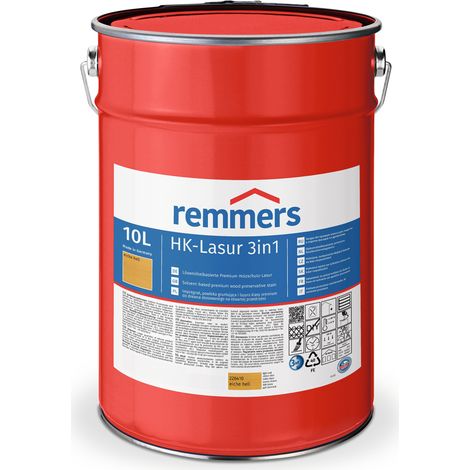 Remmers HK-Lasur 3in1 eiche hell, 10 Liter, Holzlasur aussen, 3facher Holzschutz mit Imprägnierung + Grundierung + Lasur, Feuchtigkeit- und UV-Schutz