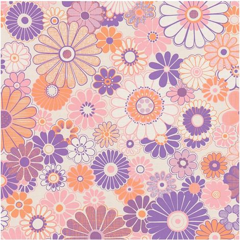 Retro wallpaper wall Profhome 395351 hot embossed non-woven wallpaper slightly textured with floral pattern matt purple orange brown pink cream 4,5 m2 (1/5)