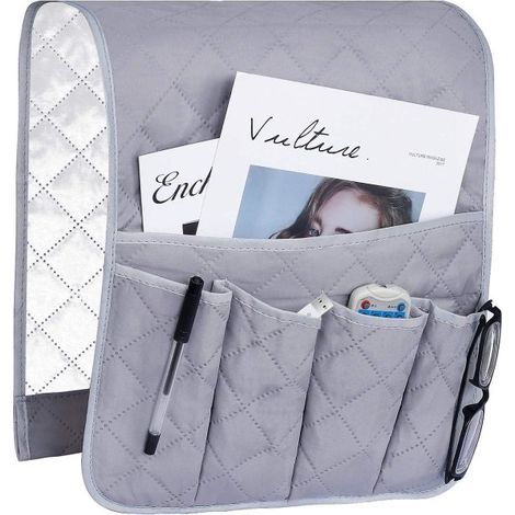 Fåtölj Sidoficka Organisateur, Canapé Accoudoir Protecteur, Pochettes Suspendues Gain de Place, Sac Rangement Antidérapant pour Téléphone, Livres, Revues, Télécommande TV (1/3)